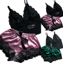 Roupa de dormir feminina Sexy de Renda Lingerie Sem Mangas Decote em V Babydoll Pijamas