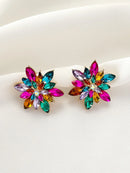 Brincos de Flores Coloridas com Cristal Estilo Fresco e Doce  Joias Populares Presente em Paris Anastasia