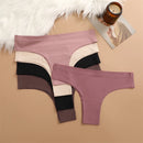 KIT 3 Peças Calcinhas Maillard Sem Costura Ultrafinas Calcinhas Brasileiras de Seda Gelada Sexy Tanga de Cintura Baixa Feminina Sólida
