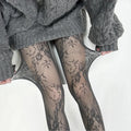 Meia-calça Vazadas em Renda e Tule com Fundo de Vime Meias Florais Mulher Sexy Collants Meia-fina de Moda