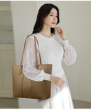 Bolsa de Cor Sólida para Mulheres Bolsas de Ombro de Designer Bolsa Transversal de Couro Macio de Luxo Bolsa Tote de Grande Capacidade Grandes