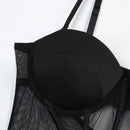 Conjunto de Lingerie de Malha de Luxo para Mulheres, Body Sem Costas, Conjunto de 3 Peças com Cinta-Liga, Vestidos Sensuais para Mulheres