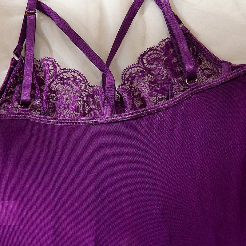 Roupas Íntimas Sexy Femininas Conjuntos de Lingerie em Renda Malha Exótica Body Transparente Luvas Meias de Seda Conjunto Roupas Adulto