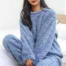 Conjunto de Pijama Quente de Jacquard de Veludo Coral Suave para Mulheres, Roupão Confortável para Inverno