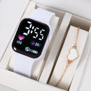 Relógio eletrônico de LED, elegante e casual de Aço Inoxidável