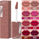 Batom gloss em tubo quadrado, 8 cores, aveludado mate, suave, fácil de aplicar, à prova d'água, volumizador tridimensional