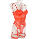 Conjunto de Lingerie de Malha de Luxo para Mulheres, Body Sem Costas, Conjunto de 3 Peças com Cinta-Liga, Vestidos Sensuais para Mulheres