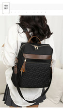 Mochila com Bordado Matelassê  Novo Estilo Coreano Versátil de Grande Capacidade, Bolsa de Ombro de Couro Resistente à Água