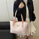 Bolsa de Ombro Feminina com Estampa de Laço Fashionista; Bolsa de Mão de Grande Capacidade