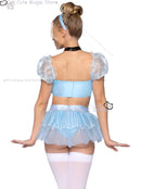 Fantasia para Mulheres Adultas Roupas de Festa Brincar Roleplay Cosplay Fantasia Sexy Uniforme Azul Princesa