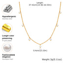 Colar Choker de Pérolas para Mulheres, Colar de Corrente em Aço Inoxidável Banho de Ouro 18K Ajustável