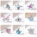 1PC Joia de Piercing de Nariz de Cobre para Mulheres Stud de Cristal com Flor, Olho, Opala, Coração e Lua Piercings Corporais