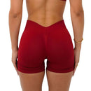Shorts de Academia Feminino Cintura V Cintura Alta Roupas de Treino Fitness Yoga Corrida Levantamento de Glúteos Leggings