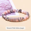 Pulseira de Charme em Barra Retangular de Olho de Tigre, Ametista e Pedra Natural , Cristal em Pó de Pedra Curativa, Joia de Chakra Bruta
