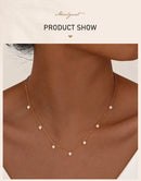 Colar Choker de Pérolas para Mulheres, Colar de Corrente em Aço Inoxidável Banho de Ouro 18K Ajustável