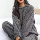 Conjunto de Pijama Quente de Jacquard de Veludo Coral Suave para Mulheres, Roupão Confortável para Inverno