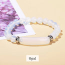 Pulseira de Charme em Barra Retangular de Olho de Tigre, Ametista e Pedra Natural , Cristal em Pó de Pedra Curativa, Joia de Chakra Bruta