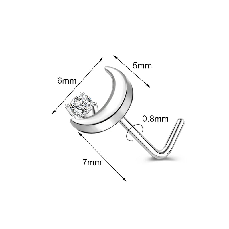 1PC Joia de Piercing de Nariz de Cobre para Mulheres Stud de Cristal com Flor, Olho, Opala, Coração e Lua Piercings Corporais
