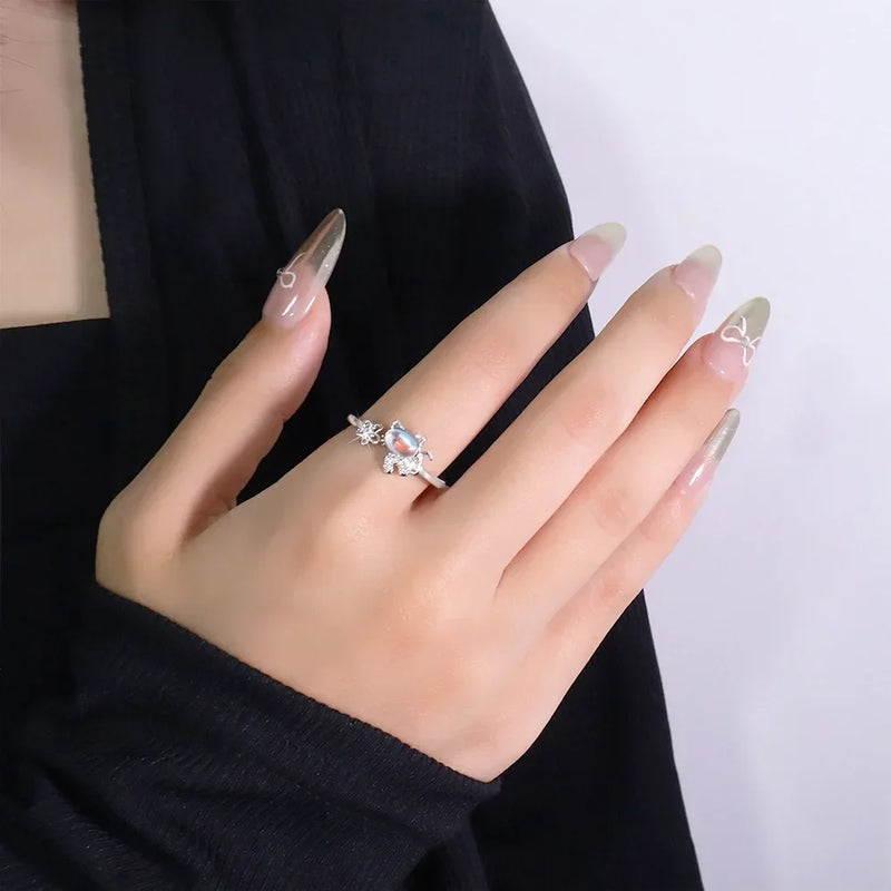 Anel de Guitarra com Nota Musical Joias Design Exclusivo Anéis Ajustáveis para Indicador Feminino Anel de Declaração