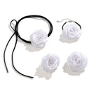 Conjunto de Joias Feminino Romântico Kpop com Grande Flor Vermelha, Colar de Corrente para Clavícula, Pulseira e Brincos de Pino, Gargantilha Ajustável Estilo Gótico Y2K