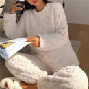 Conjunto de Pijama Quente de Jacquard de Veludo Coral Suave para Mulheres, Roupão Confortável para Inverno