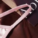 Calcinha Fio Dental Feminina de Cetim Sexy Sem Costura, Laço, Cintura Baixa, Fio Dental Único, Fundo de Algodão, Tanga T Back M-2XL