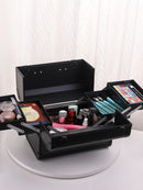 Maleta de Maquiagem Profissional com 4 Bandejas Ajustáveis, Estojo de Maquiagem com Trava e Compartimentos