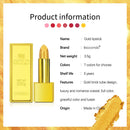 Batom Dourado Cintilante Brilho Metálico Batons Sexy Longa Duração Batom à Prova d'Água Cosmético Design em Tubo Dourado Presente 3,5g