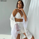 Conjuntos de Pijama com Patchwork e Renda, Conjuntos de Robe com Sutiã, Lingerie de Cetim Sexy Feminina, Conjunto de 3 Peças de Pijamas