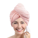 Toalha de cabelo de cor sólida, texturizada para secar cabelo, 25,5 cm x 9,8 cm, toalha absorvente para prender no cabelo com botão