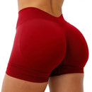 Shorts de Academia Feminino Cintura V Cintura Alta Roupas de Treino Fitness Yoga Corrida Levantamento de Glúteos Leggings
