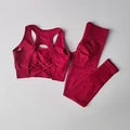 Conjunto de 2 Peças de Sutiã Esportivo Feminino Top de Fitness Profissional Sutiã Anti-Choque Leggings de Corrida Conjunto de Yoga Sutiã com Costas Bonitas