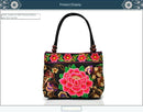 Bolsa de Ombro Feminina Bordada Pequenas Estilo Nacional Floral Bordado de Mão com Alça Superior Bordadas com Miçangas Bolsa com Aba