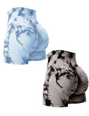 2UN Shorts de Ginástica Sexy Levanta Bumbum Tie Dye Feminino, Justos, Elásticos, Cintura Alta, Shorts Esportivos Casuais Sem Costura