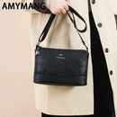 Bolsa Feminina com 3 Bolsos, Grande Capacidade, em Couro PU, Estampas Elegantes, Bolsa Transversal Simples Feminina