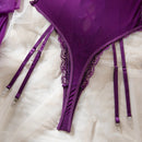 Roupas Íntimas Sexy Femininas Conjuntos de Lingerie em Renda Malha Exótica Body Transparente Luvas Meias de Seda Conjunto Roupas Adulto