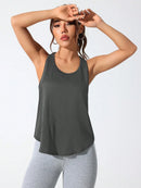 Colete esportivo feminino com letras bordadas de secagem rápida, roupa esportiva em tecido respirável, roupa casual