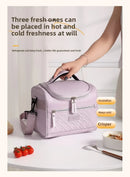 Bolsa Térmica Portátil Feminina com Espessamento Estilo Bento e Geladeira de Frio para Piqueniques ao Ar Livre