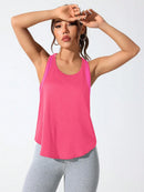 Colete esportivo feminino com letras bordadas de secagem rápida, roupa esportiva em tecido respirável, roupa casual