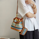 Conjunto de 2 Peças Bolsa Transversal Praia Bolsas de Ombro de Verão Coloridas de Palha