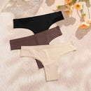 KIT 3 Peças Calcinhas Maillard Sem Costura Ultrafinas Calcinhas Brasileiras de Seda Gelada Sexy Tanga de Cintura Baixa Feminina Sólida