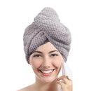 Toalha de cabelo de cor sólida, texturizada para secar cabelo, 25,5 cm x 9,8 cm, toalha absorvente para prender no cabelo com botão