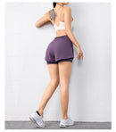 Shorts feminino de secagem rápida, cintura elástica, shorts esportivos ativos com bolsos