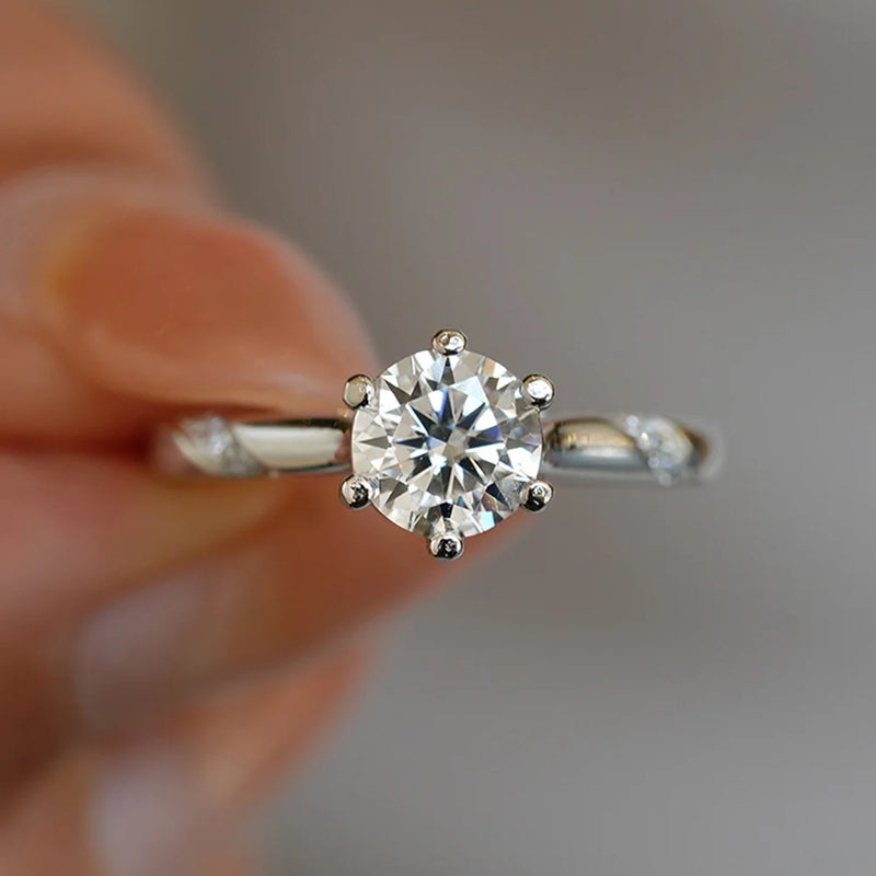 Anel de Diamante Moissanite COSYA 1/2/3CT Cor D Prata S925 Certificado de Laboratório Diamante Joia Fina Clássica