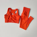 Conjunto de 2 Peças de Sutiã Esportivo Feminino Top de Fitness Profissional Sutiã Anti-Choque Leggings de Corrida Conjunto de Yoga Sutiã com Costas Bonitas