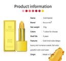 Batom Dourado Cintilante Brilho Metálico Batons Sexy Longa Duração Batom à Prova d'Água Cosmético Design em Tubo Dourado Presente 3,5g
