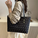 Bolsa de Ombro Feminina com Estampa de Laço Fashionista; Bolsa de Mão de Grande Capacidade