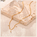 Colar Choker de Pérolas para Mulheres, Colar de Corrente em Aço Inoxidável Banho de Ouro 18K Ajustável