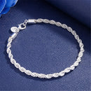 Lindas Pulseiras de Corrente 4MM em Prata Esterlina 925 com Ouro 18k