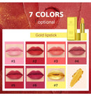 Batom Dourado Cintilante Brilho Metálico Batons Sexy Longa Duração Batom à Prova d'Água Cosmético Design em Tubo Dourado Presente 3,5g